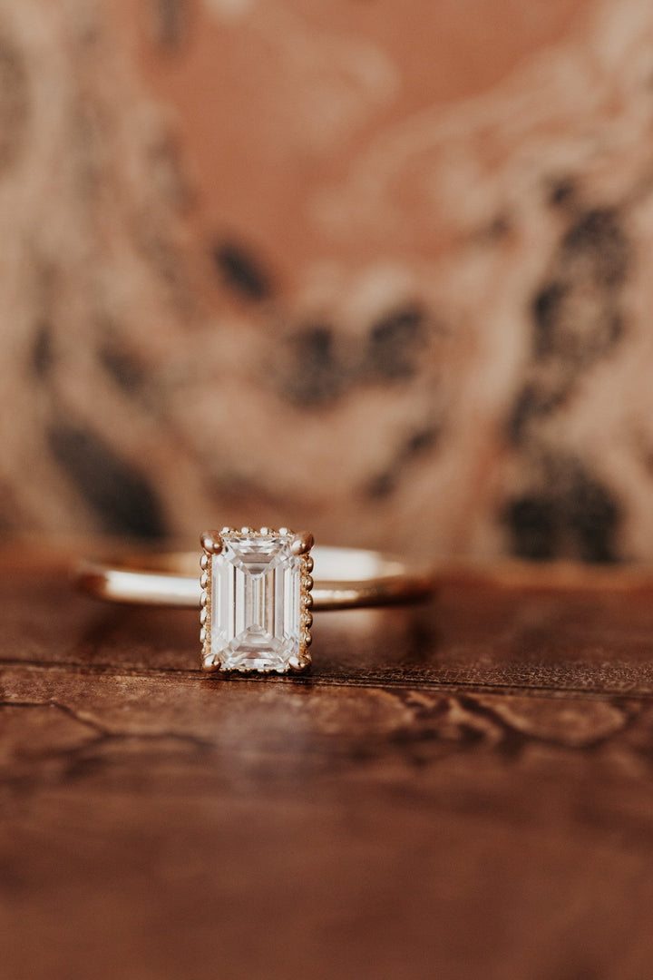 Buy emerald cut solitaire diamond engagement ring with free shipping
