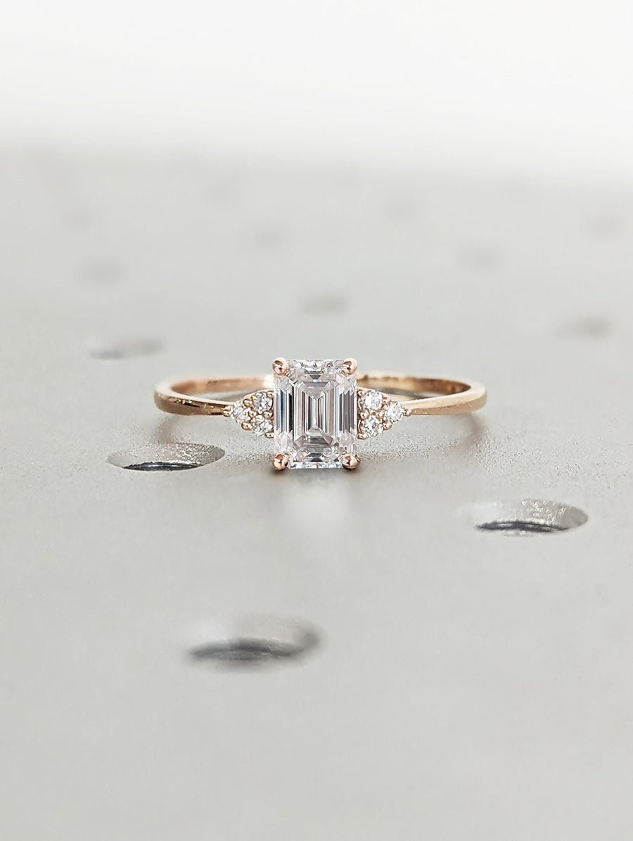 Shop emerald cluster lab grown diamond engagement ring