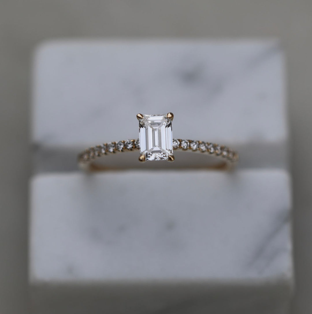 0.50CT emerald cut solitaire engagement ring available to buy now