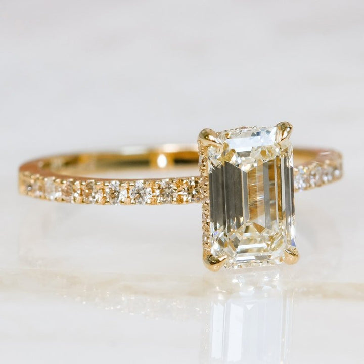 1.20CT emerald hidden halo lab grown diamond engagement ring for sale