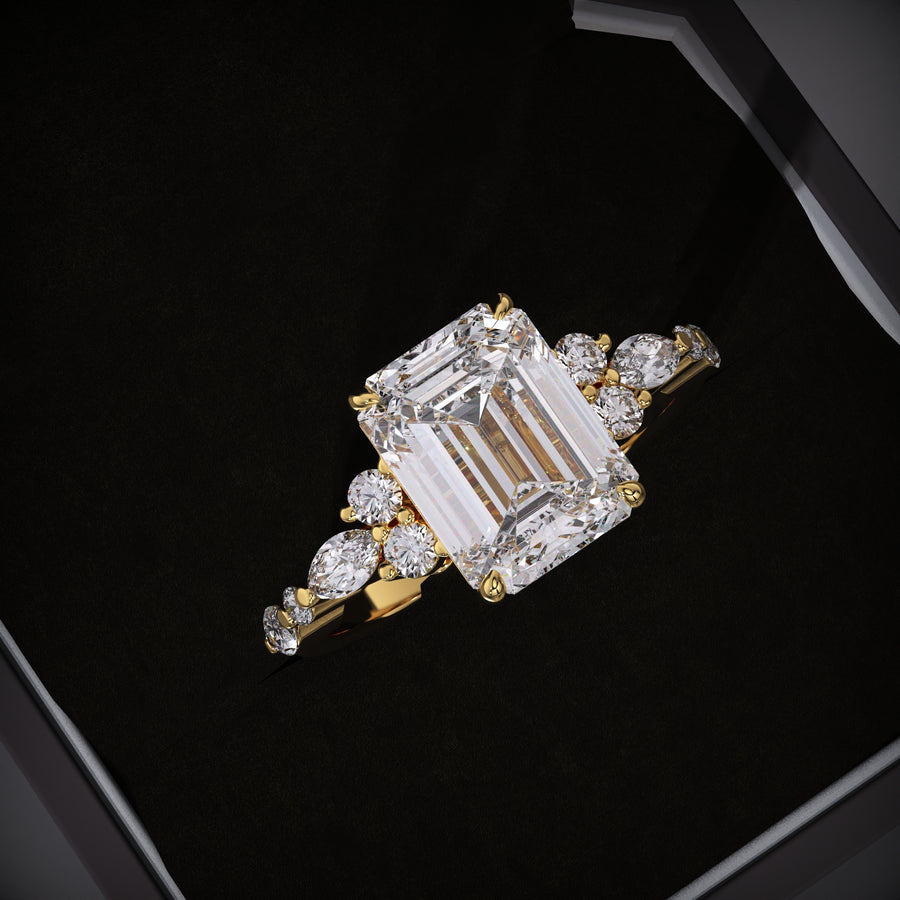 Buy emerald pave lab grown diamond engagement ring online