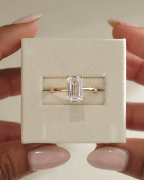 Shop emerald hidden halo lab grown diamond engagement ring