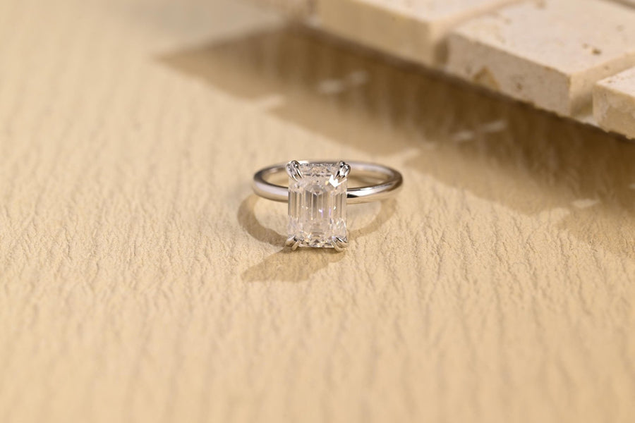 2.0CT emerald hidden halo lab grown diamond engagement ring for sale