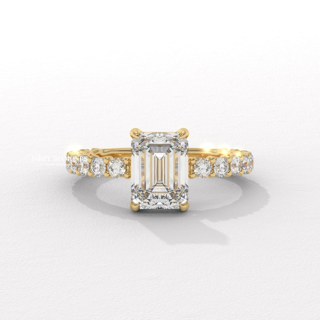 Buy emerald pave lab grown diamond engagement ring online