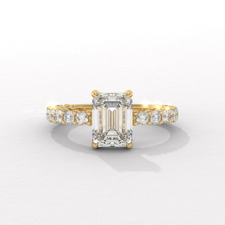 Buy emerald pave lab grown diamond engagement ring online