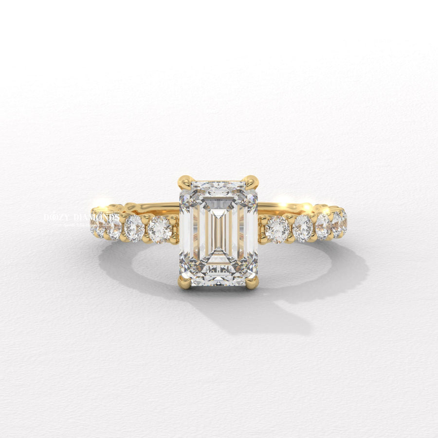 Buy emerald pave lab grown diamond engagement ring online