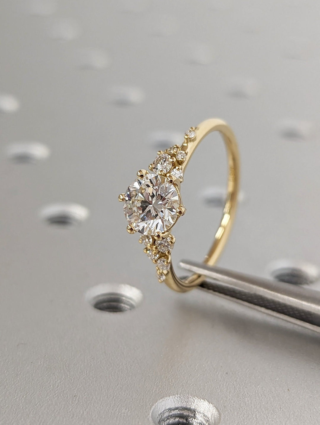 Classic round cluster engagement ring crafted for everyday wear