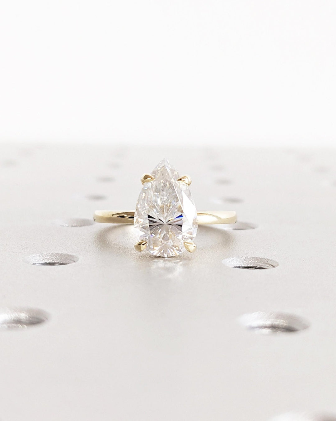 3.0CT pear cut hidden halo engagement ring available to buy now