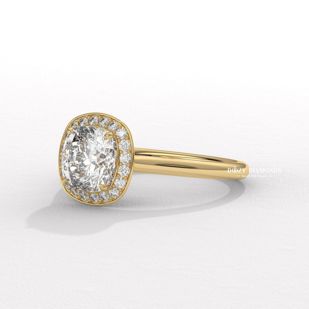 Buy cushion cut halo diamond engagement ring with free shipping