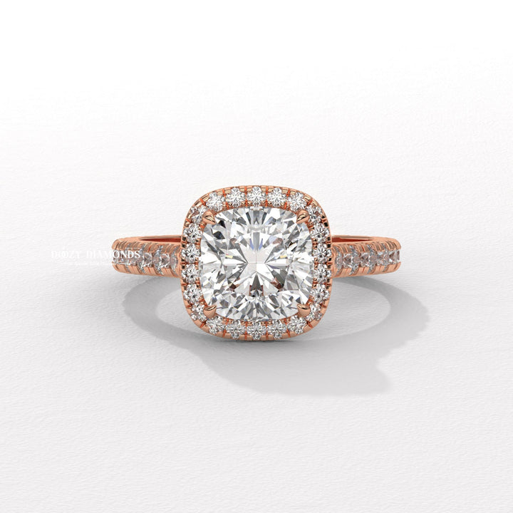 Cushion halo engagement ring with brilliant diamond sparkle