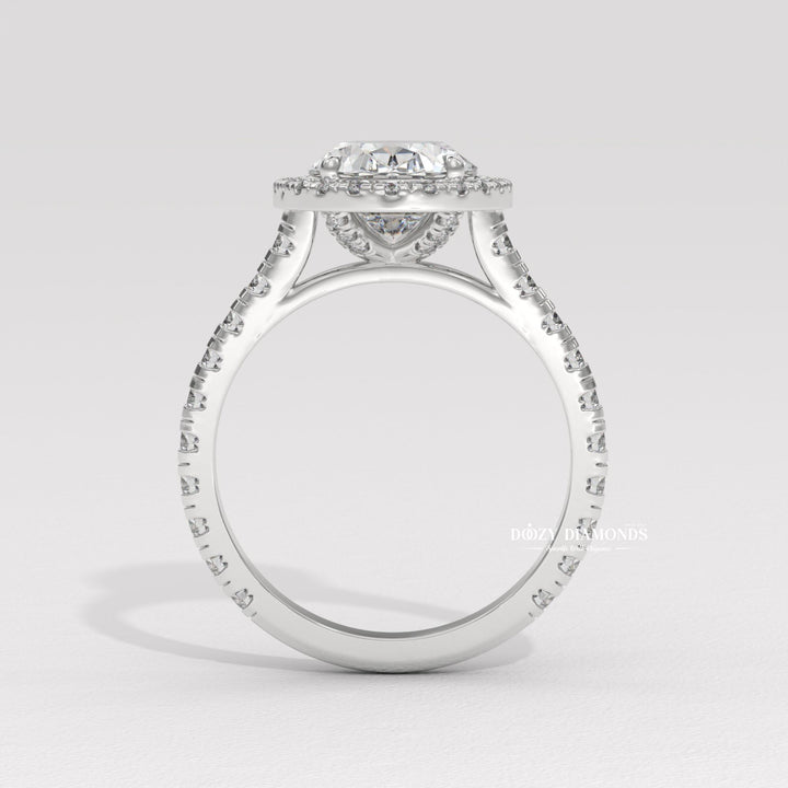 Classic oval halo engagement ring crafted for everyday wear
