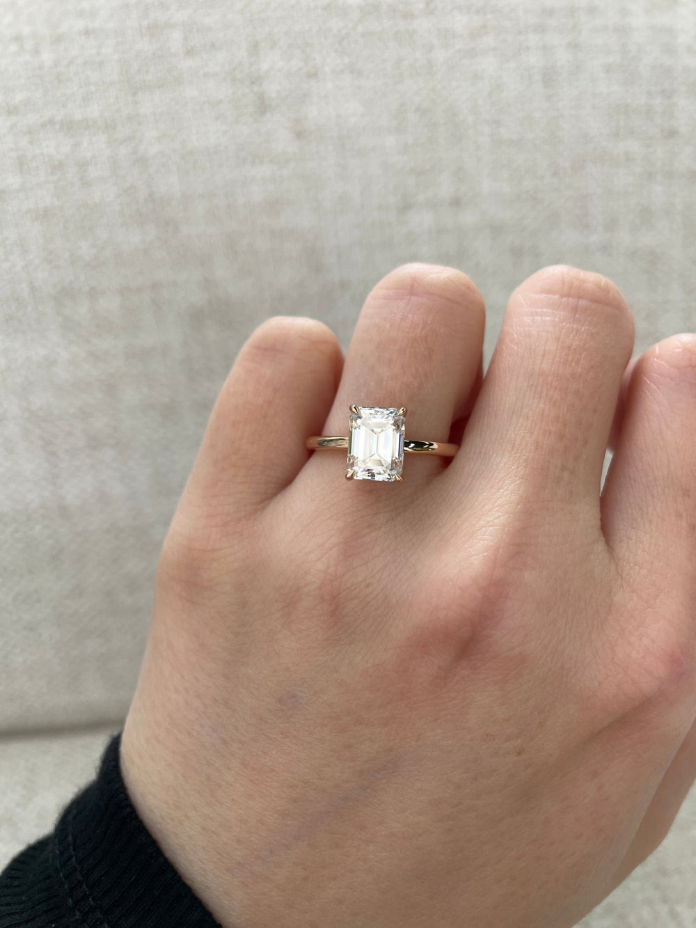 Emerald Cut Lab Grown Diamond Solitaire Engagement Ring