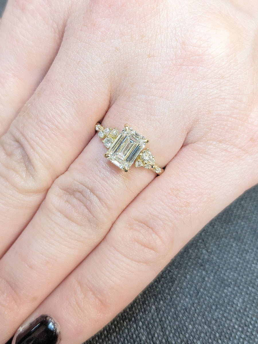 Shop emerald cluster lab grown diamond engagement ring