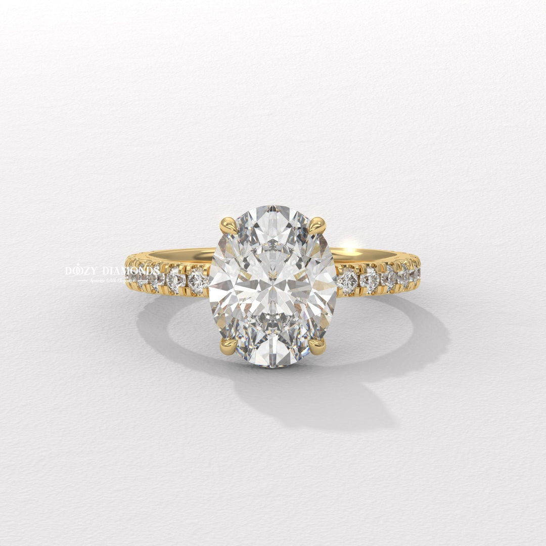 Discover oval hidden halo lab grown diamond engagement ring online