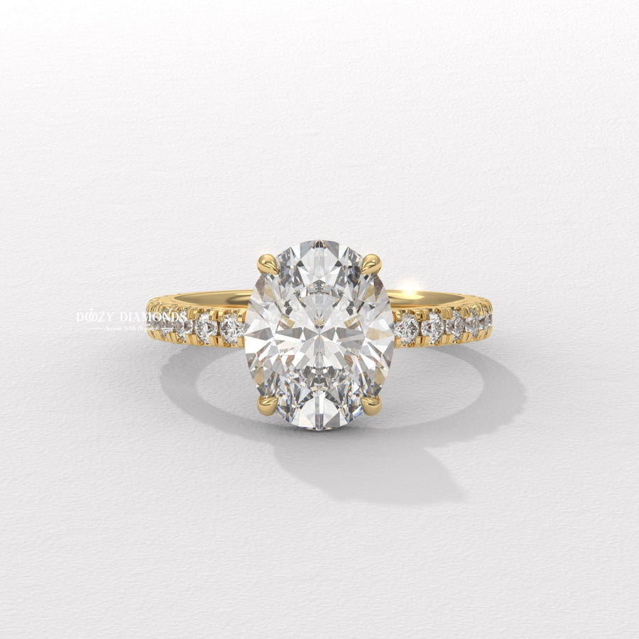 Discover oval hidden halo lab grown diamond engagement ring online