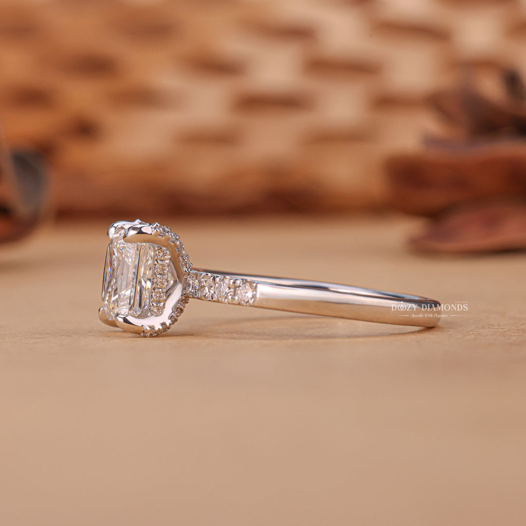 Classic princess hidden halo engagement ring crafted for everyday wear