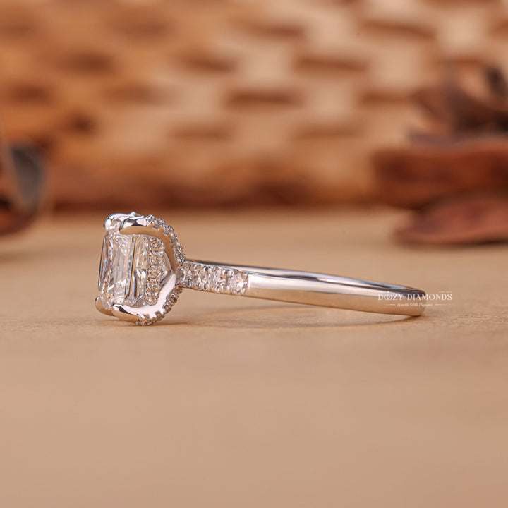 Classic princess hidden halo engagement ring crafted for everyday wear