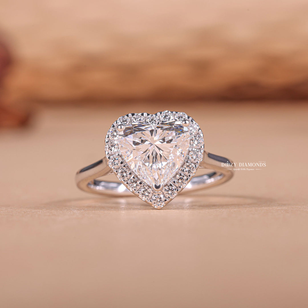1.50CT heart halo lab grown diamond engagement ring for sale
