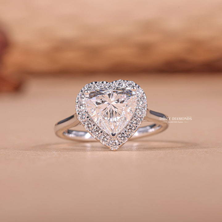 1.50CT heart halo lab grown diamond engagement ring for sale