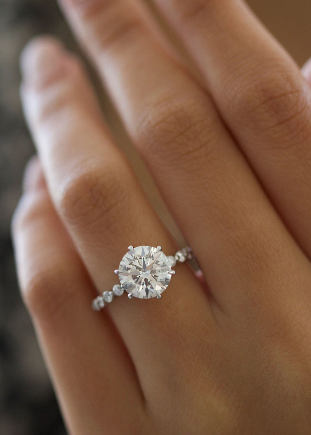 3.0CT round pave lab grown diamond engagement ring for sale