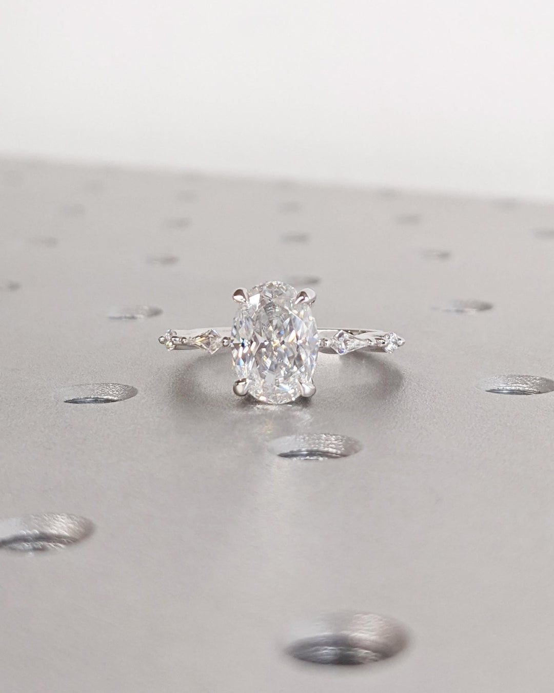 Discover oval cluster lab grown diamond engagement ring online