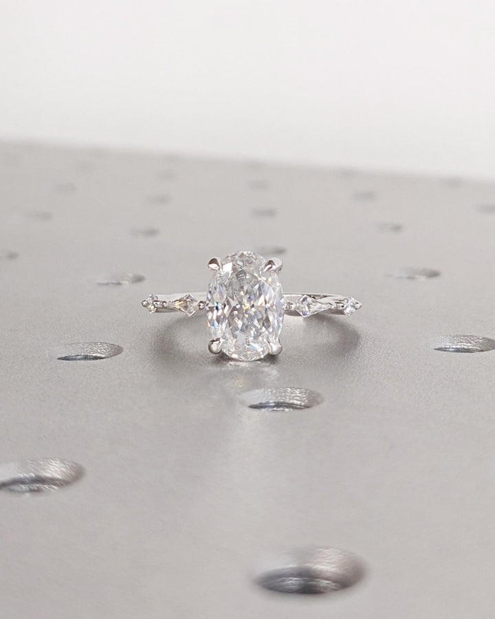 Discover oval cluster lab grown diamond engagement ring online