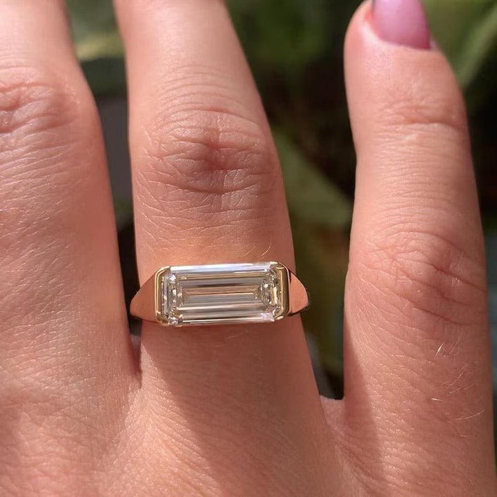 2.50CT emerald cut east west engagement ring available to buy now