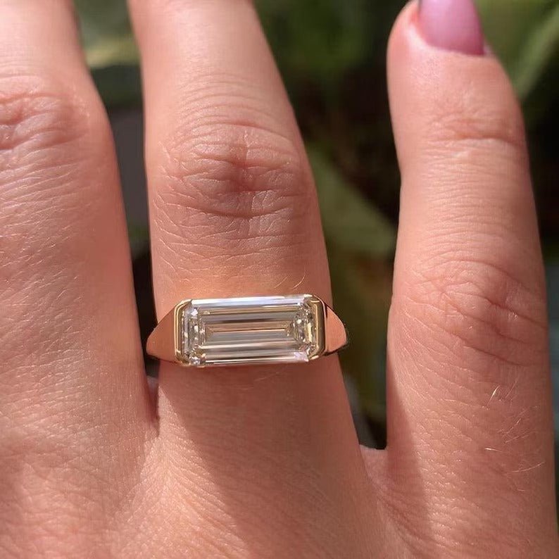 2.50CT emerald cut east west engagement ring available to buy now
