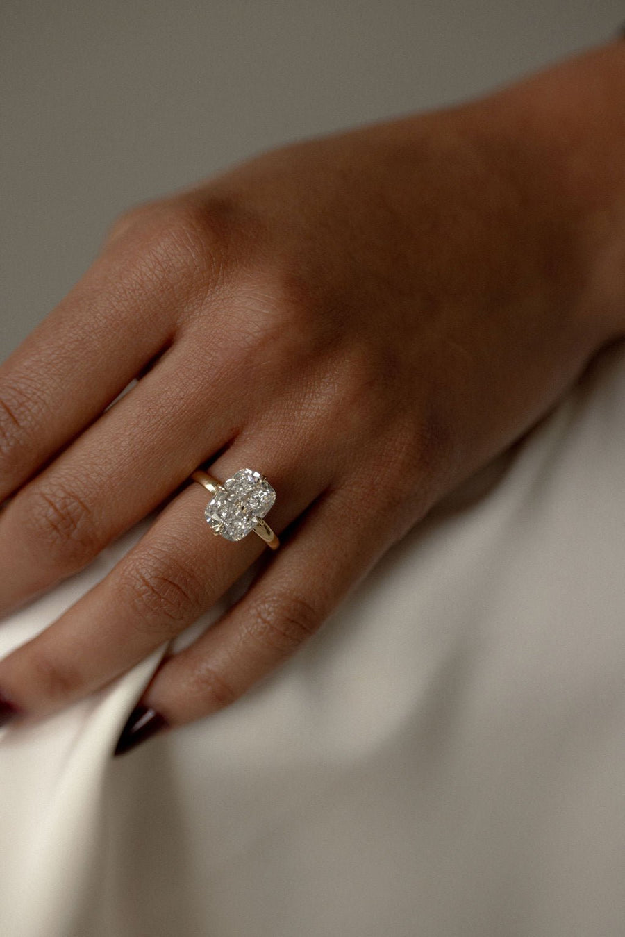 5.0CT Elongated Cushion F - VS Lab Grown Solitaire Diamond Bridal Ring Set - Doozy Diamonds