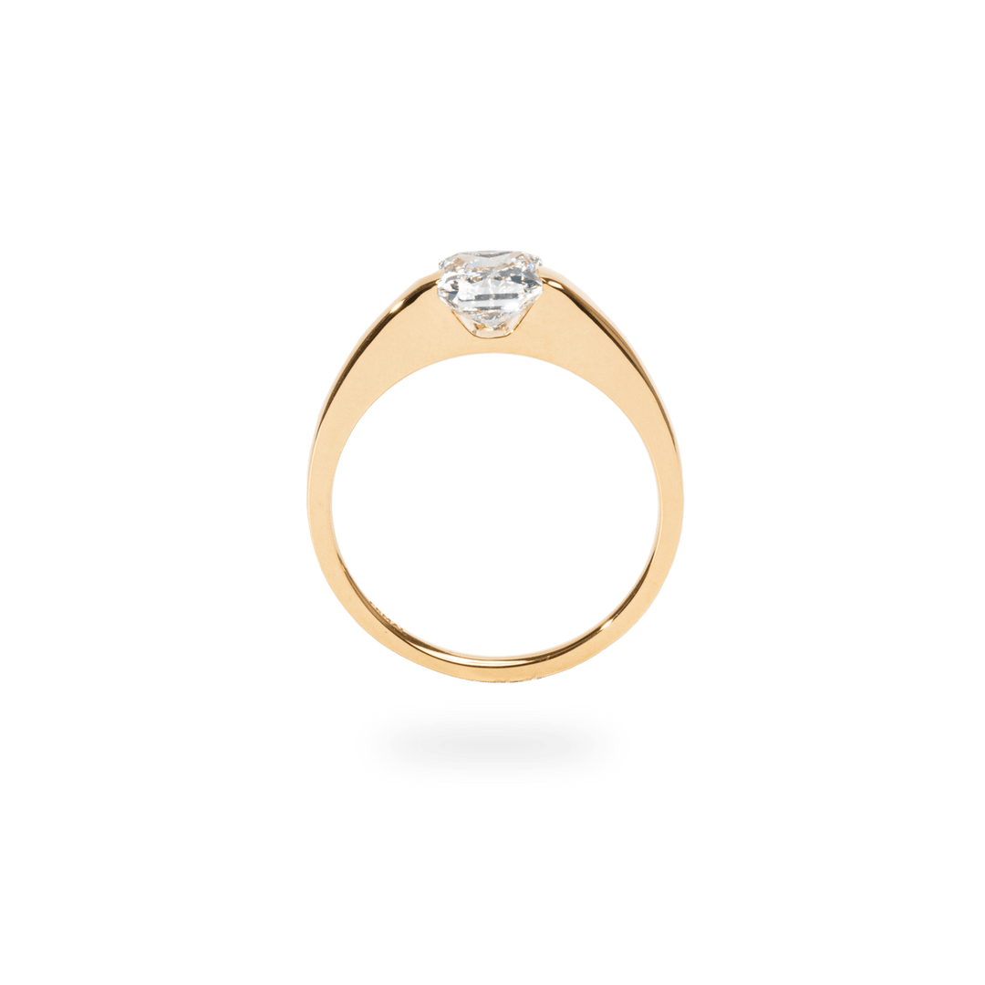 Handcrafted radiant cut solitaire lab grown diamond engagement ring