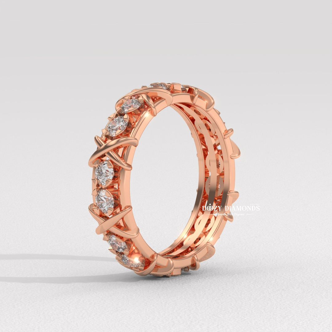 3.50MM Full Eternity Wedding Band - Crossover Unique Stacking Band