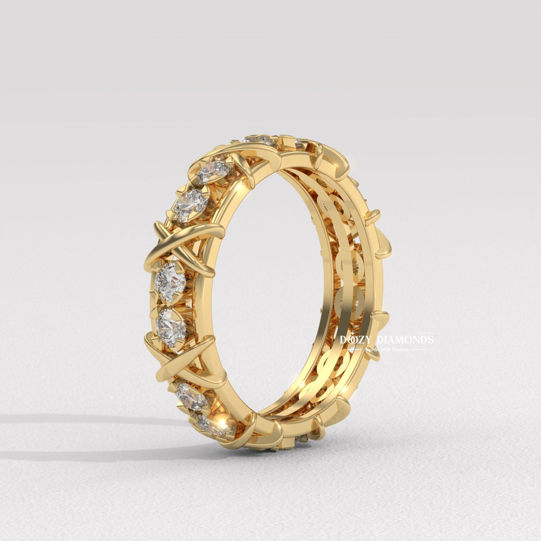3.50MM Full Eternity Wedding Band - Crossover Unique Stacking Band