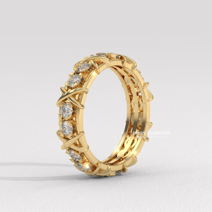 3.50MM Full Eternity Wedding Band - Crossover Unique Stacking Band