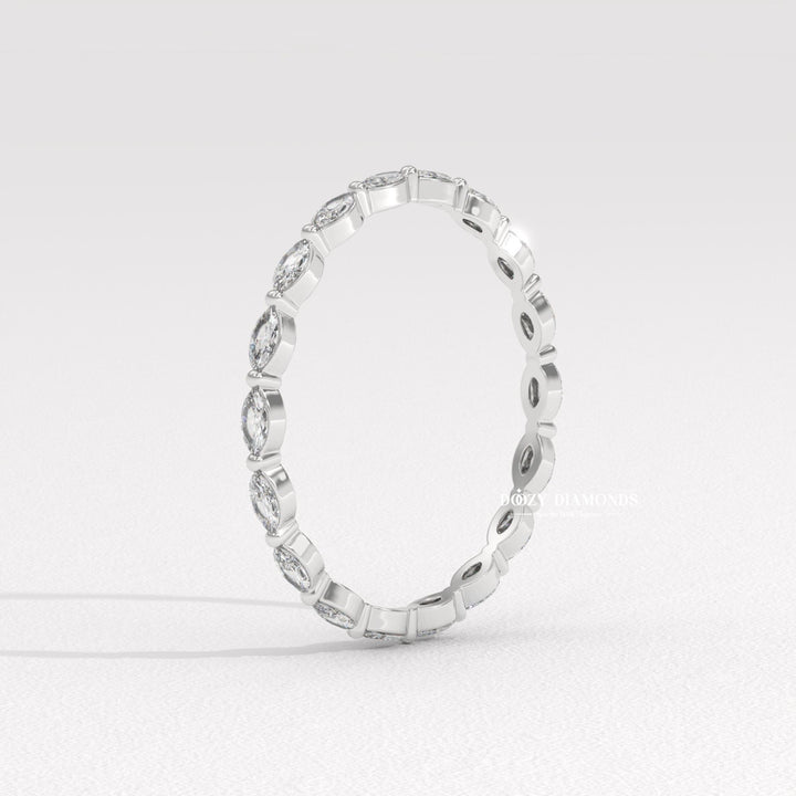 Marquise Full diamond wedding band in white gold