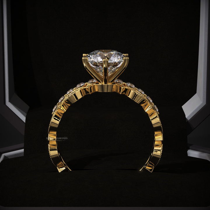 2.0CT Round Vintage Pave Lab Grown Bridal Engagement Ring Set