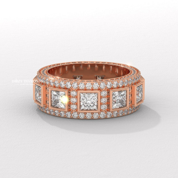 Eternity lab grown diamond band worn on hand