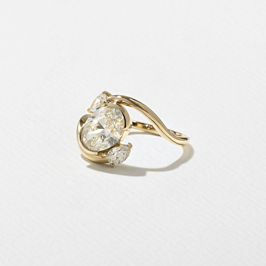 1.50CT Oval E - VS Lab Grown Bypass Diamond Ring With Baguette Eternity Band - Doozy Diamonds
