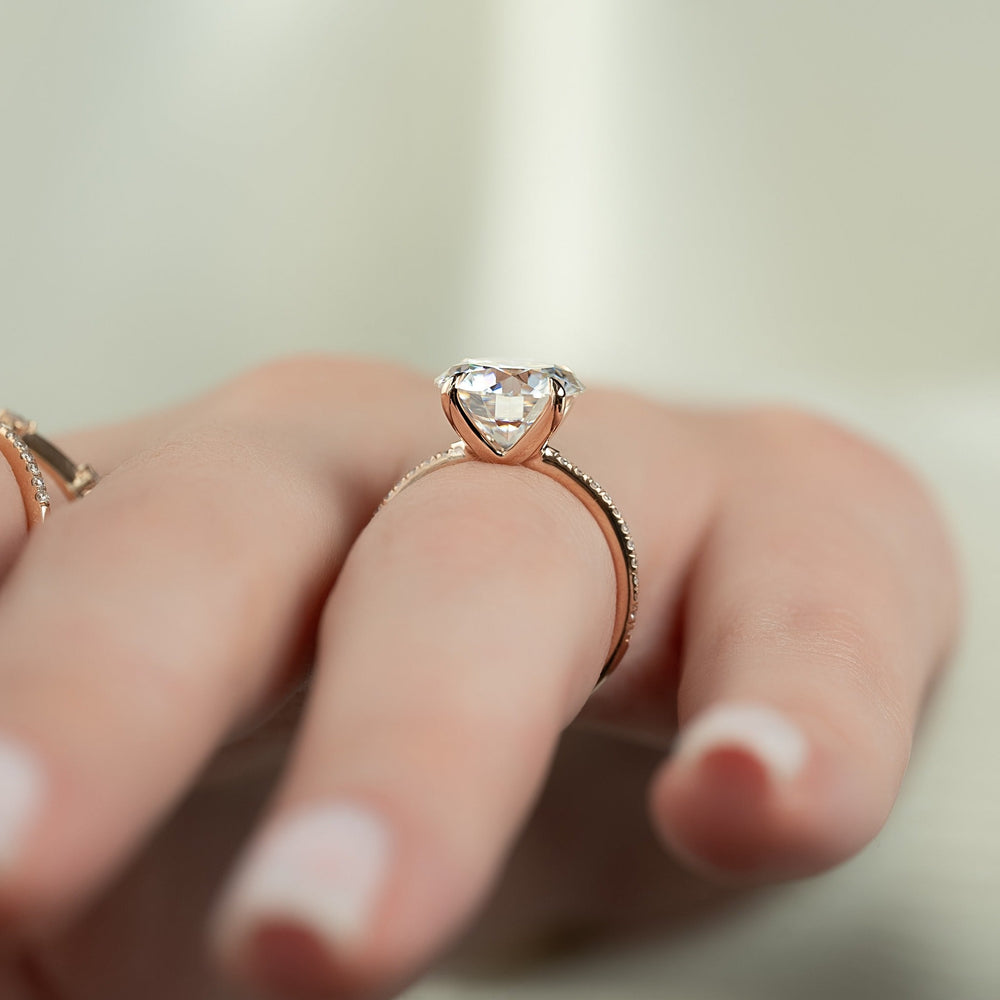 Buy round cut pave diamond engagement ring with free shipping