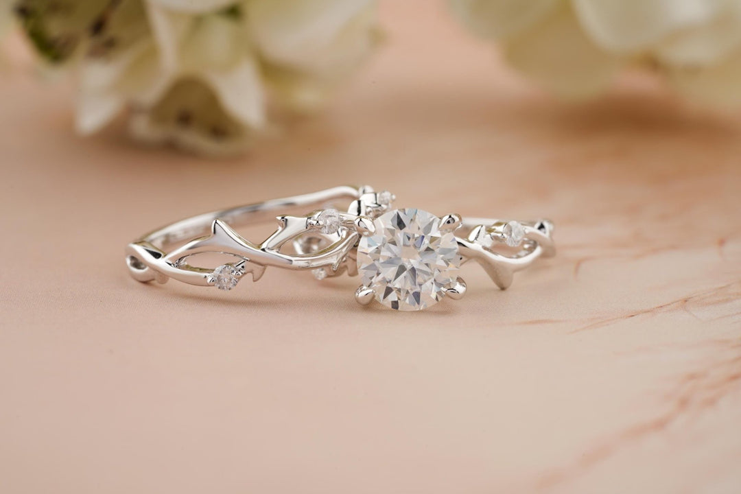1.50CT Round Cut Twig F - VS Lab Grown Diamond Engagement Ring Set - Doozy Diamonds