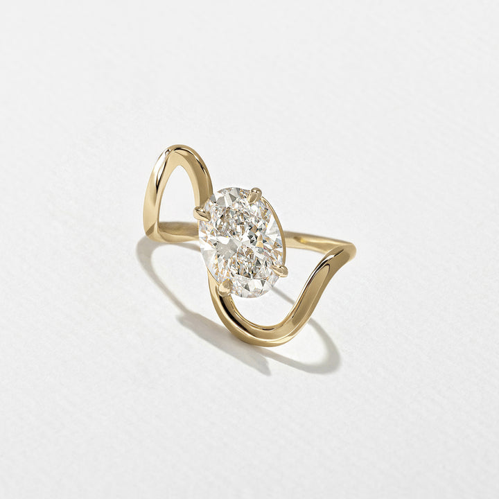 1.75CT Oval E - VS Lab Grown Unique Diamond Wedding Ring With Pave Curved Band - Doozy Diamonds