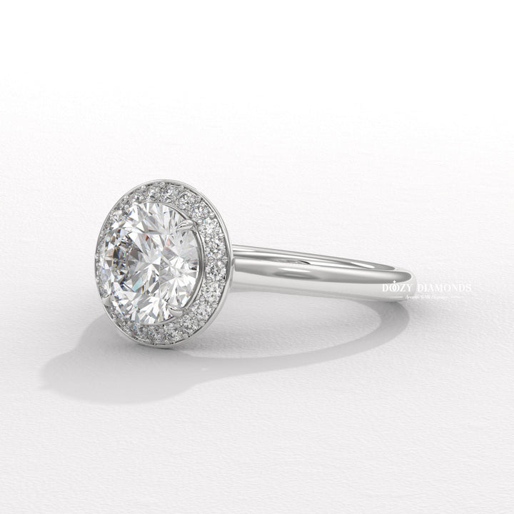 Round halo engagement ring with brilliant diamond sparkle