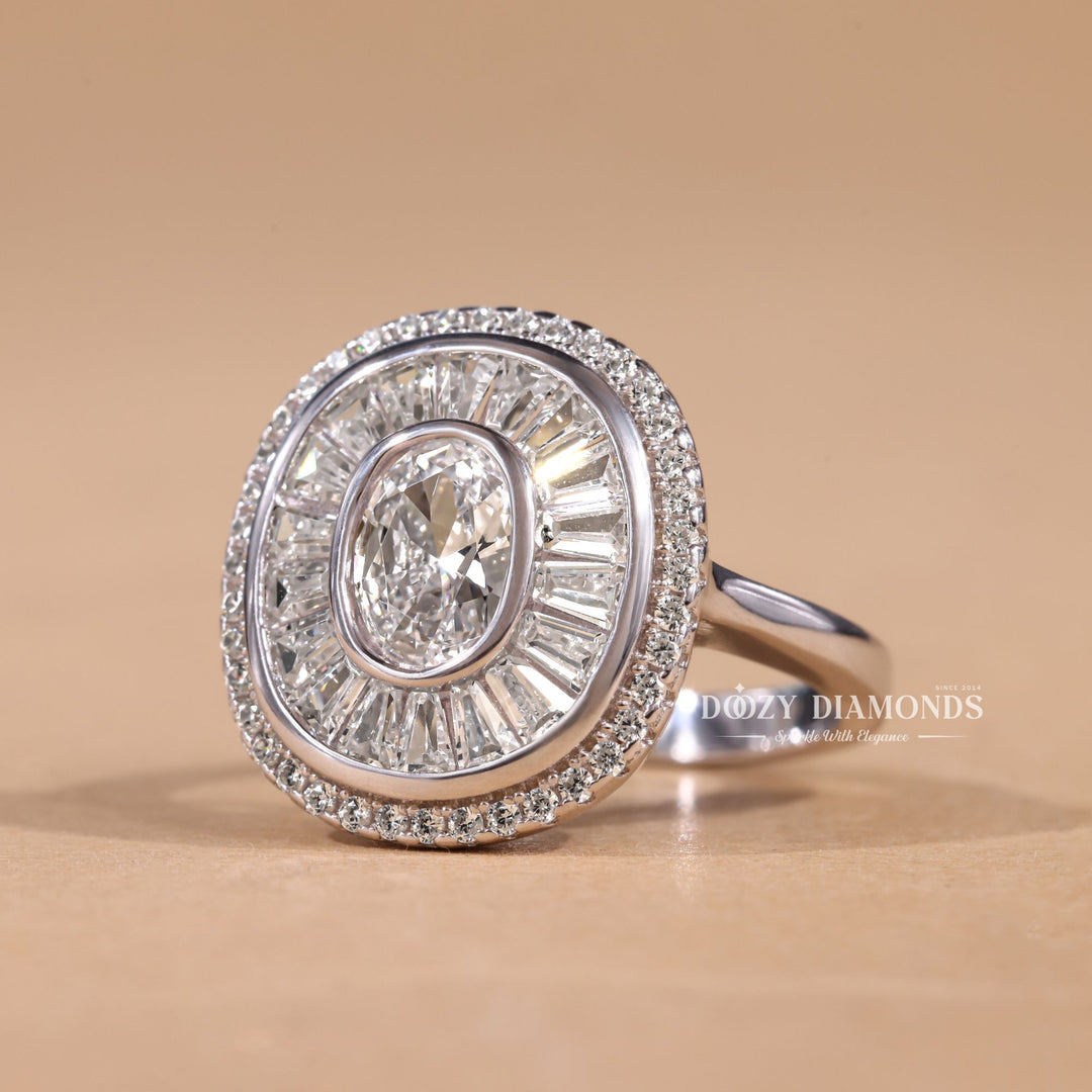 Classic oval cluster engagement ring crafted for everyday wear
