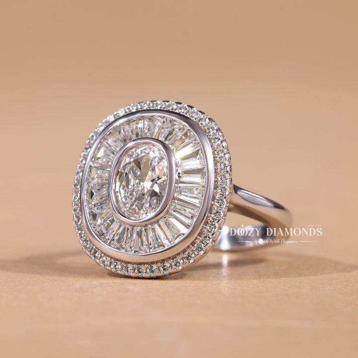 Classic oval cluster engagement ring crafted for everyday wear