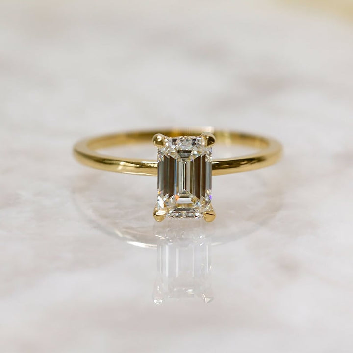 Buy 1.01CT emerald hidden halo lab grown diamond engagement ring online