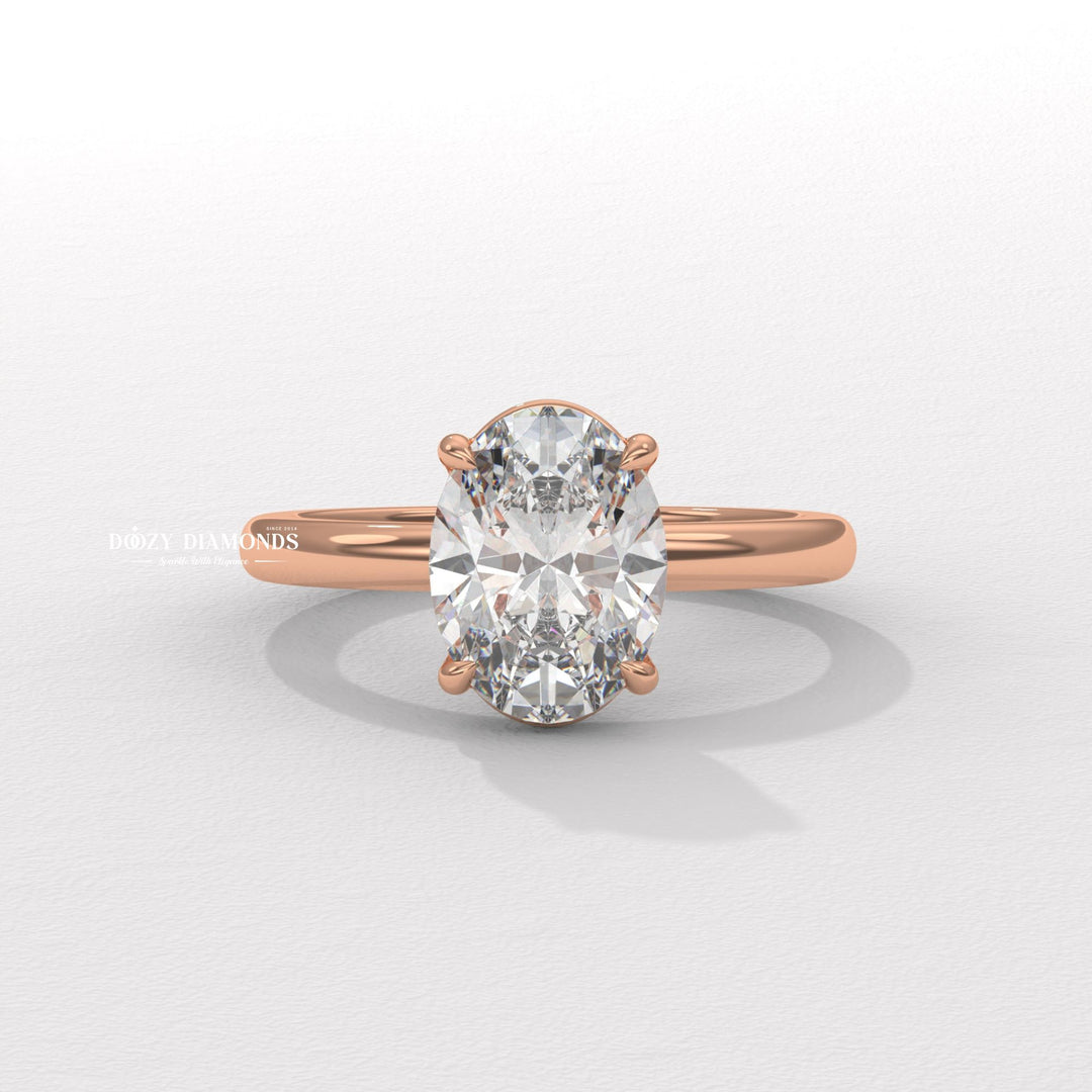 Certified oval cut diamond featured in solitaire engagement ring
