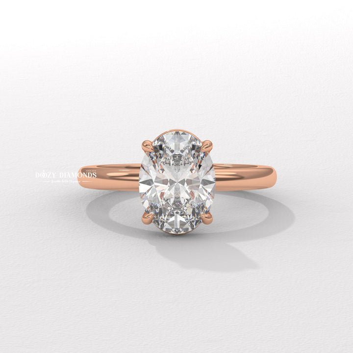 Certified oval cut diamond featured in solitaire engagement ring