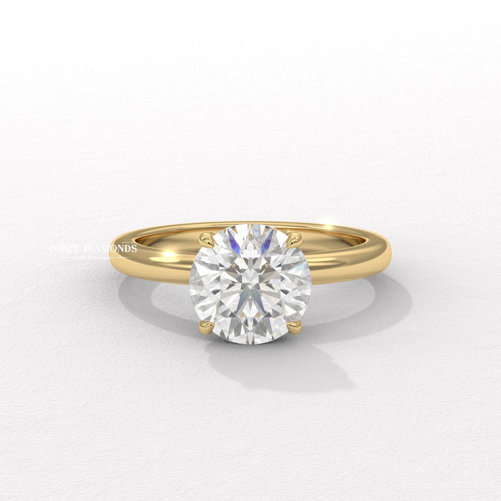 Round solitaire lab grown diamond engagement ring for sale