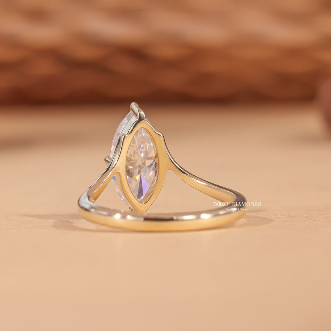Premium marquise cut solitaire engagement ring crafted in solid gold