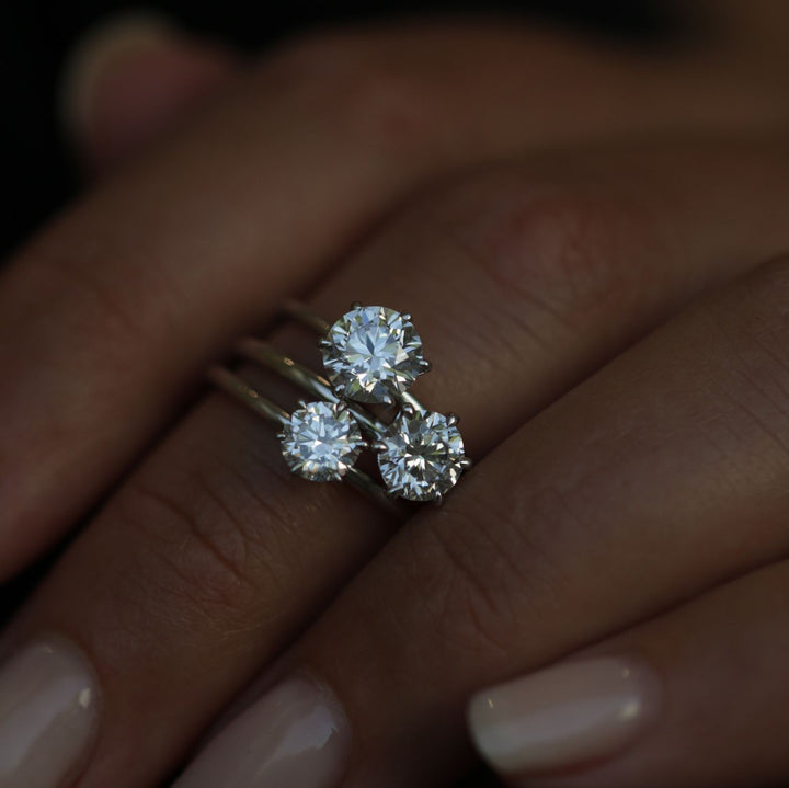 Fine craftsmanship detail on round solitaire engagement ring