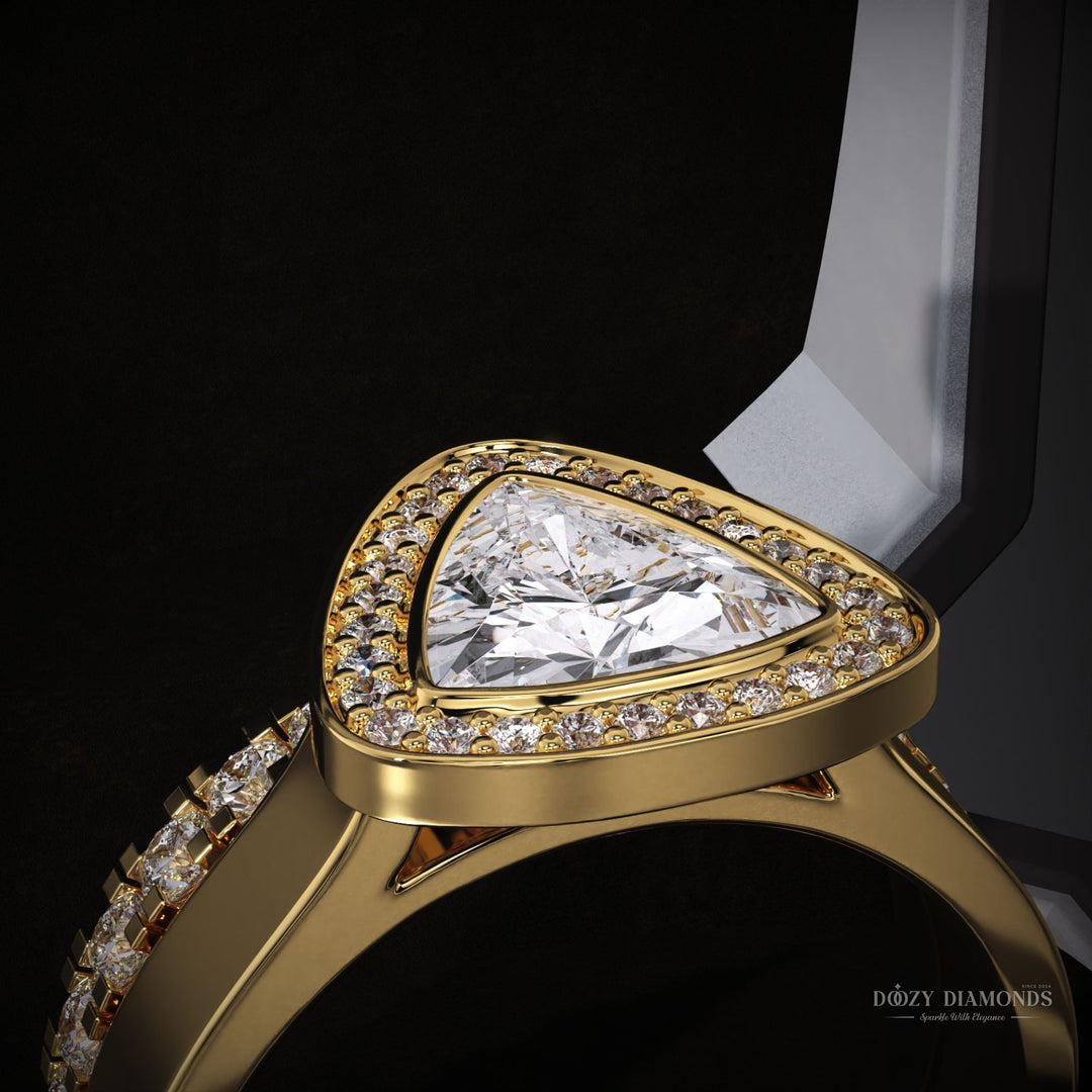 1.50ct Trillion Lab Grown Diamond Halo Engagement Ring With Matching Band